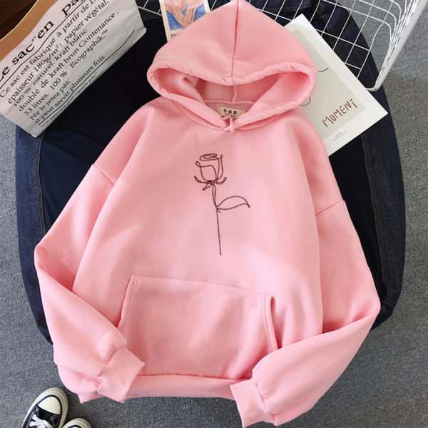 pink hoodie with rose