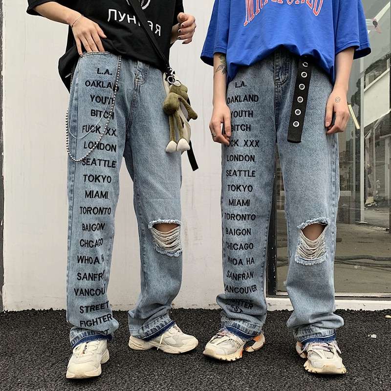 Shop Grunge Style Straight Jeans [Rare Item] - Grunge Clothing Store