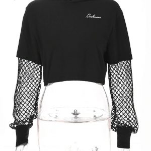 black hoodie with mesh